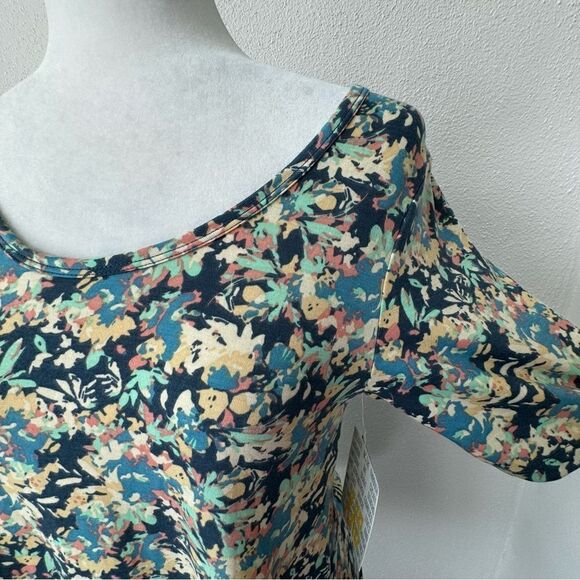 LuLaRoe Irma Shirt Stretchy Top Blue Green Pattern Tunic SZ XXS NWT - Picture 4 of 10